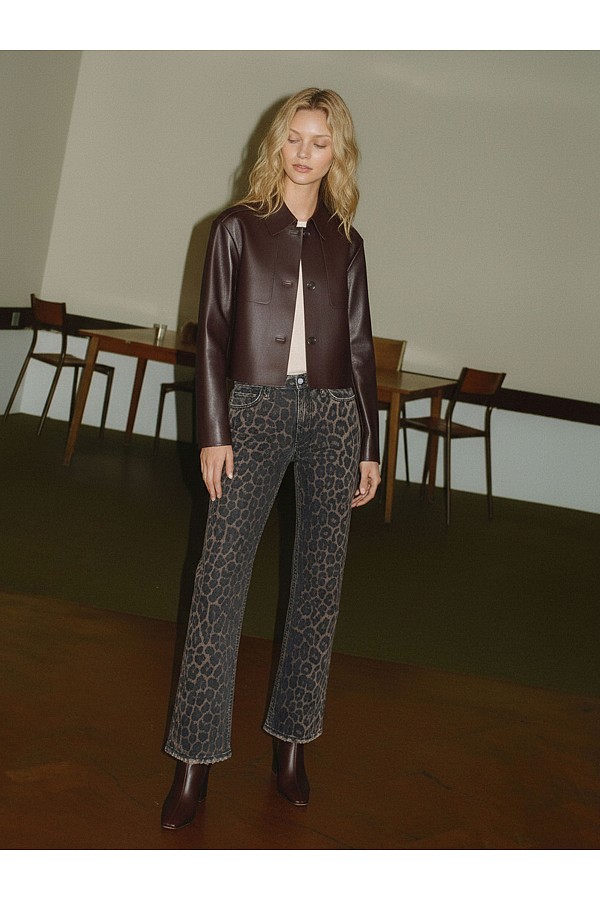 HIGH RISE LEOPARD PRINT SLIM WIDE J...